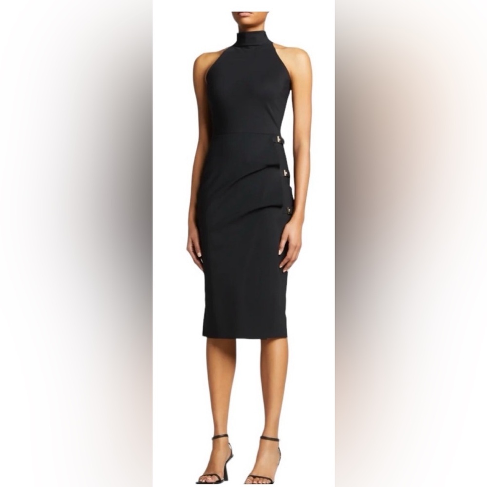 Chiara Boni Weronika Side-Buckle Halter Dress in Black Size 46 US 10